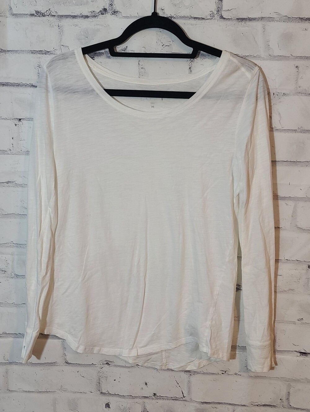 LOFT White Solid Knit Scoop Neck Long Sleeve T-Shirt Tee M